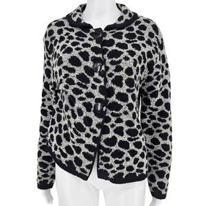 Vintage 90s Spotted Caridgan Sweater Gray Black M